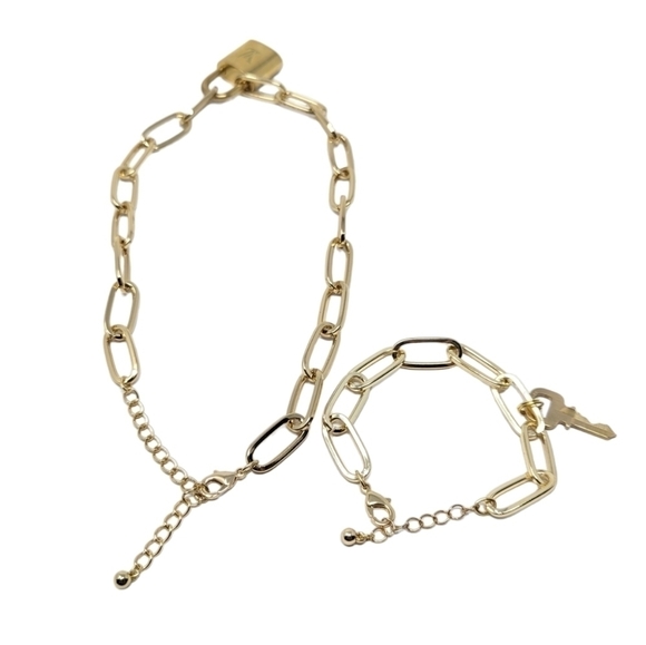 Authentic Louis Vuitton Padlock & Key Gold-Plated Paperclip Necklace & Bracelet - Picture 5 of 9